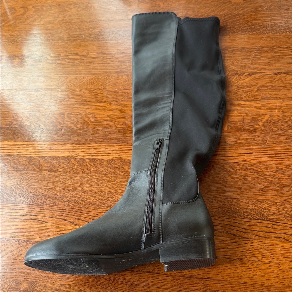 JJill Black leather & stretch panel over the Knee-High Women's Boots